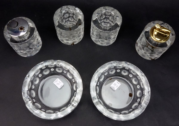 Six (6) Piece Lalique "Tokyo" Smoking Set