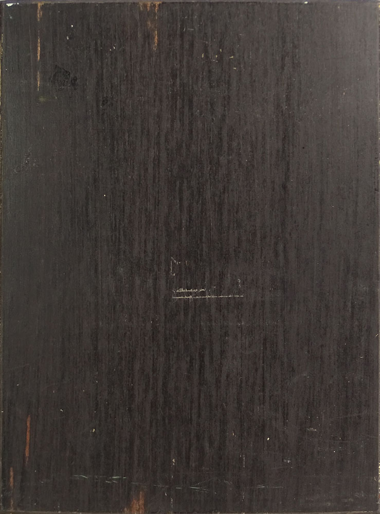 Thomas Webster, Continental (20/21st C) Oil on panel "Still life of flowers in a vase on a stone ledge" Signed