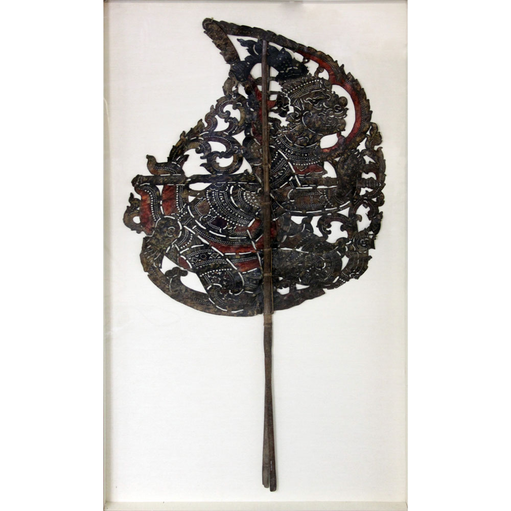 Large Framed Indonesian Leather Shadow Puppet