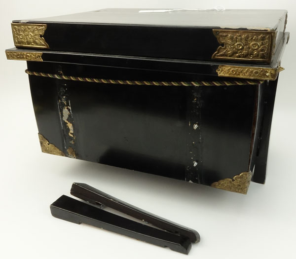 19/20 Century Samurai Silk and Brass Boys Uniform in Black Lacquered Box