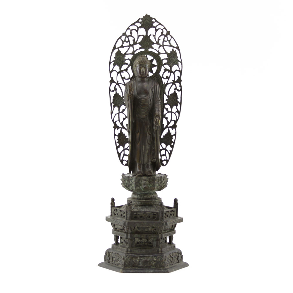 Early 20th Century Chinese Patinated Bronze Standing Buddha