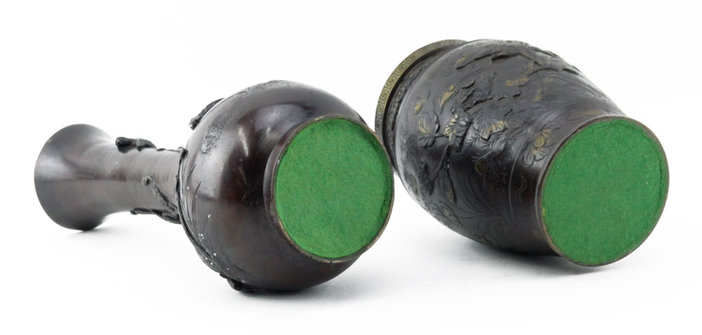 Grouping of Two (2) 19/20th Century Japanese Patinated Bronze Vases
