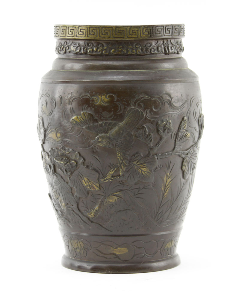 Grouping of Two (2) 19/20th Century Japanese Patinated Bronze Vases