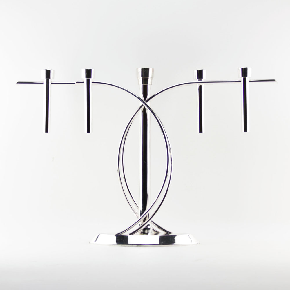 Fink "Aura" Modern 5 Flames Silver Plated Candleholder