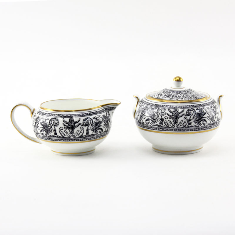 Grouping of Four (4) Wedgwood Black "Florentine" Porcelain Serving Pieces