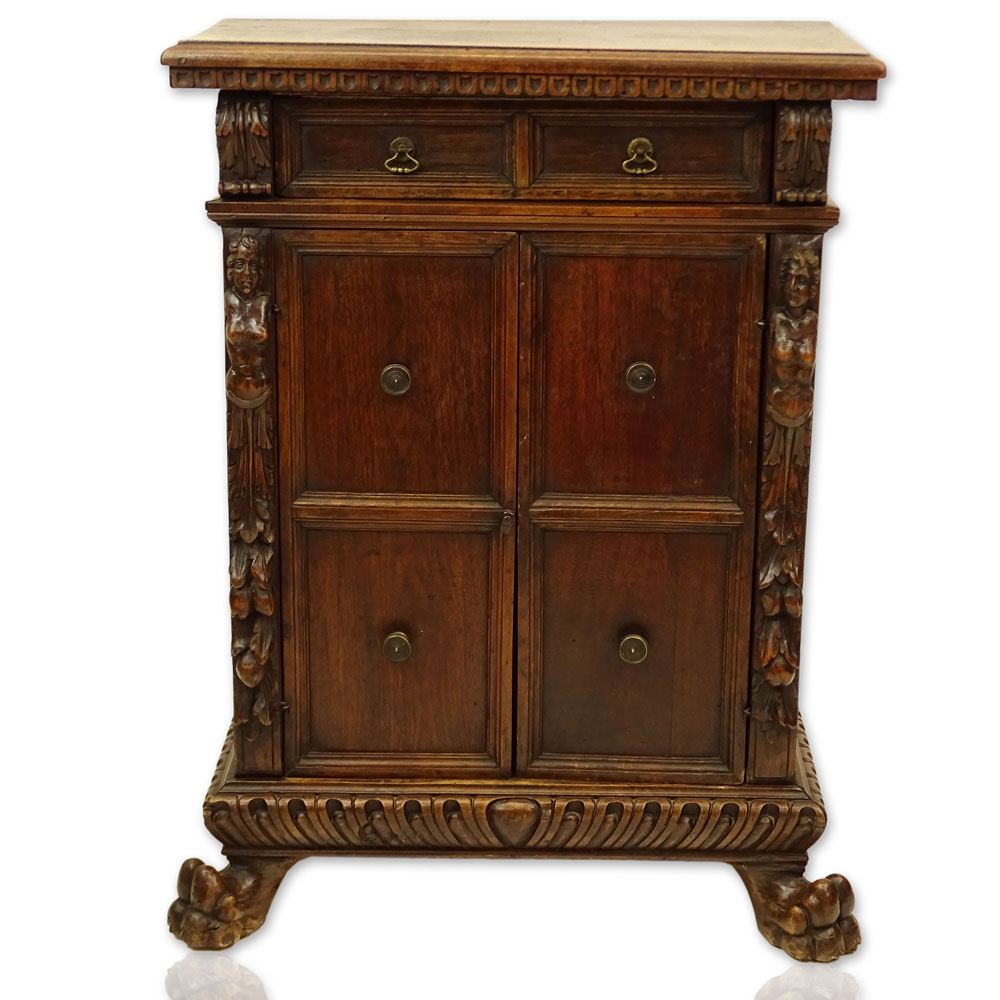 19th Century Walnut One Drawer, Two Door Console Cabinet