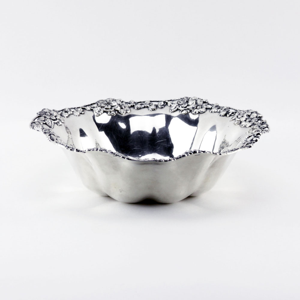 Sterling Silver Bowl with reticulated floral rim