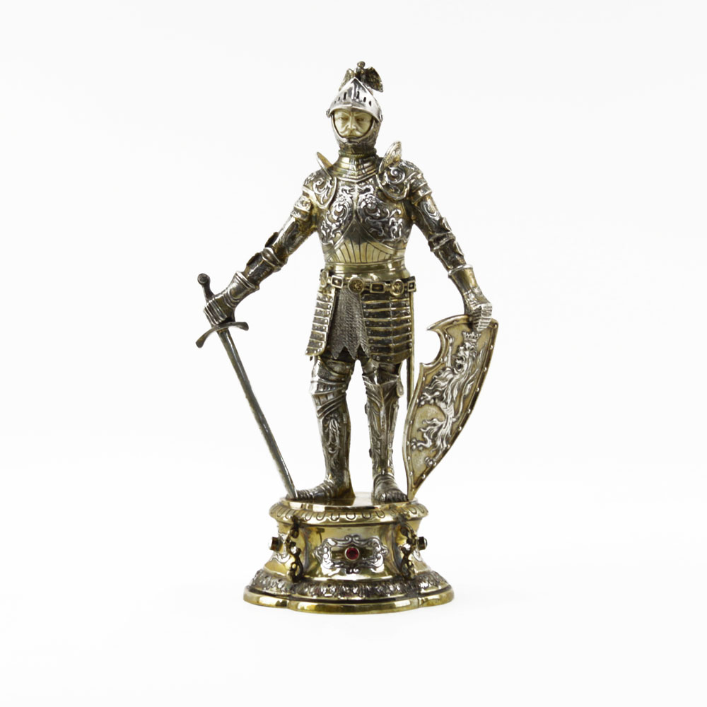 German 925 Silver Standing Knight Figure