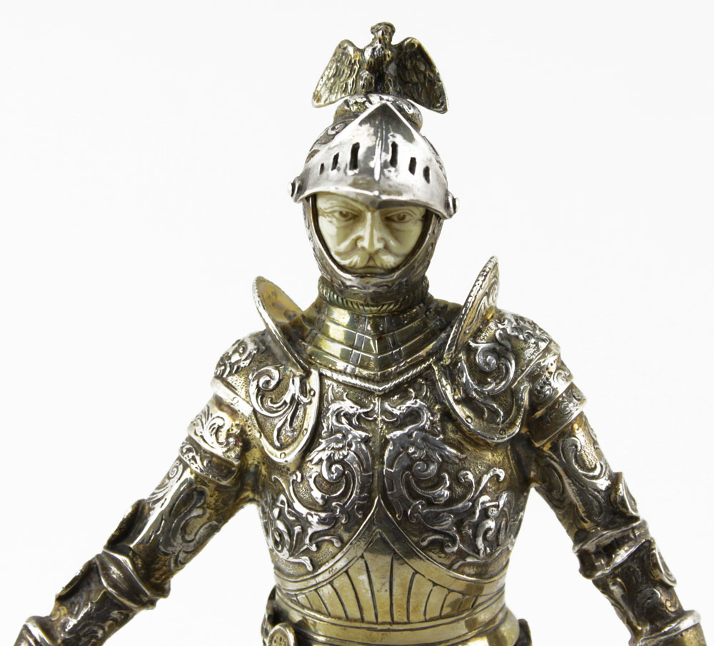 German 925 Silver Standing Knight Figure