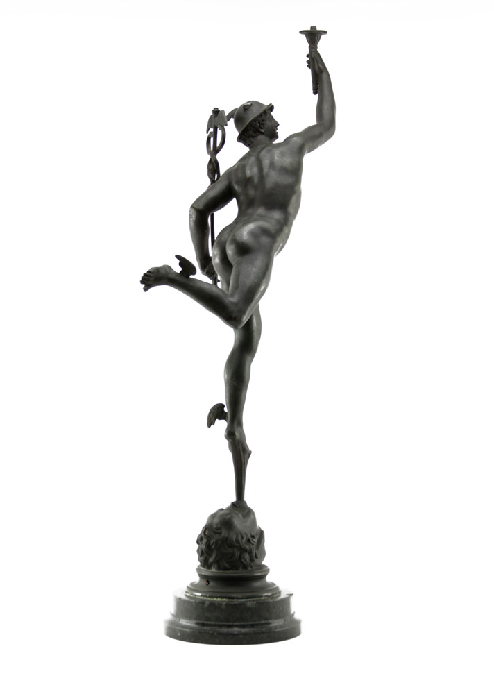 Antique Bronze Figural "Mercury" Lamp