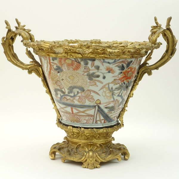 Large Gilt Bronze Mounted Porcelain Imari Vase