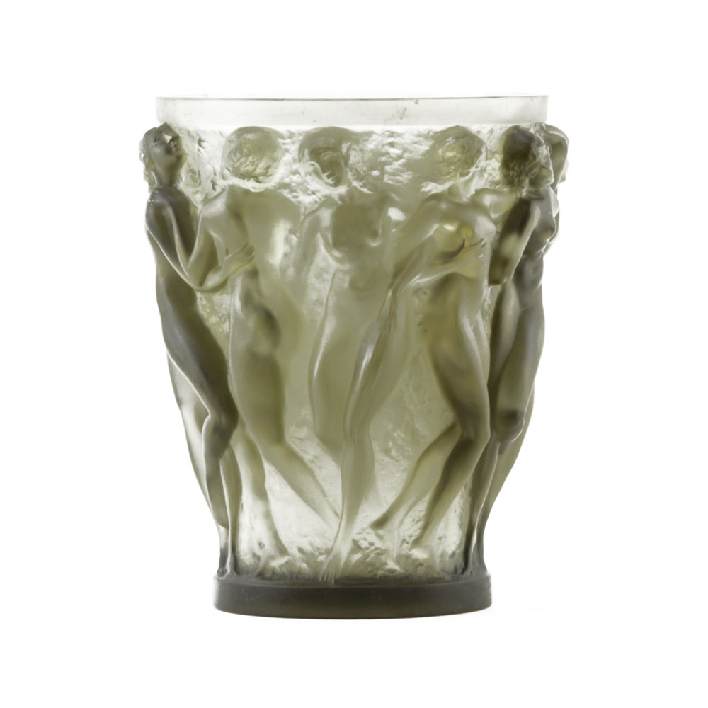 Rene Lalique "Bacchantes" Grey Frosted Grand Vase, Circa 1927