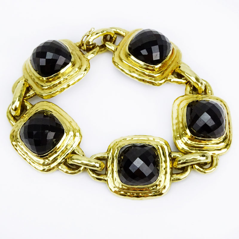 Lady's Vintage 18 Karat Yellow Gold and Black Onyx Bracelet