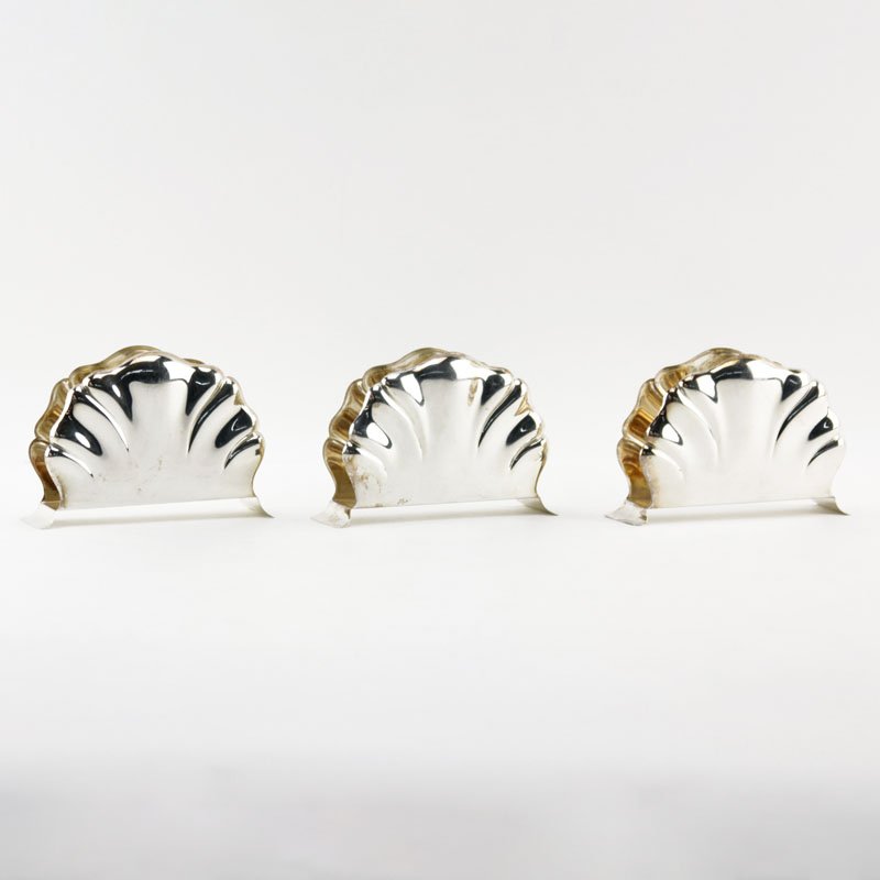 Grouping of Three (3) Lutz and Weiss 835 Silver Shell Shaped Napkin Holders