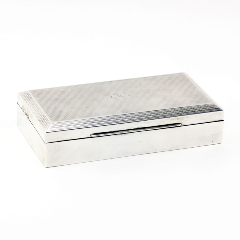 English Sterling Silver Box with Chased Top
