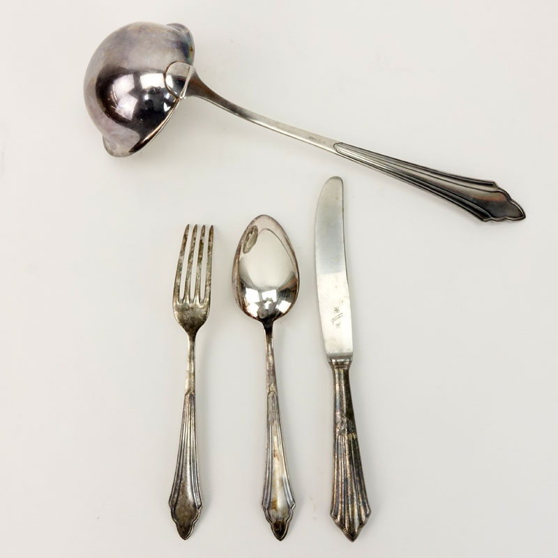 Thirty Seven (37) Piece Wurttembergische Metallwarenfabrik 90 "Facher" Pattern Silverplated Flatware