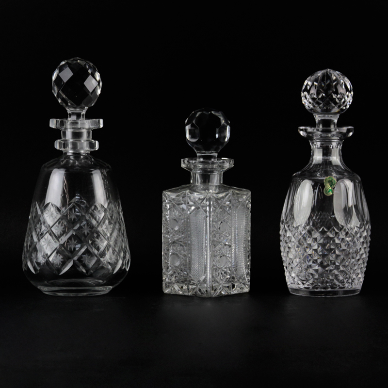 Set of Three Vintage Crystal Decanters