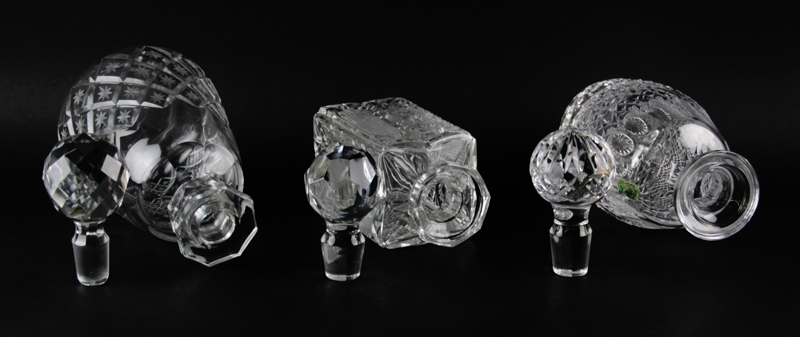 Set of Three Vintage Crystal Decanters