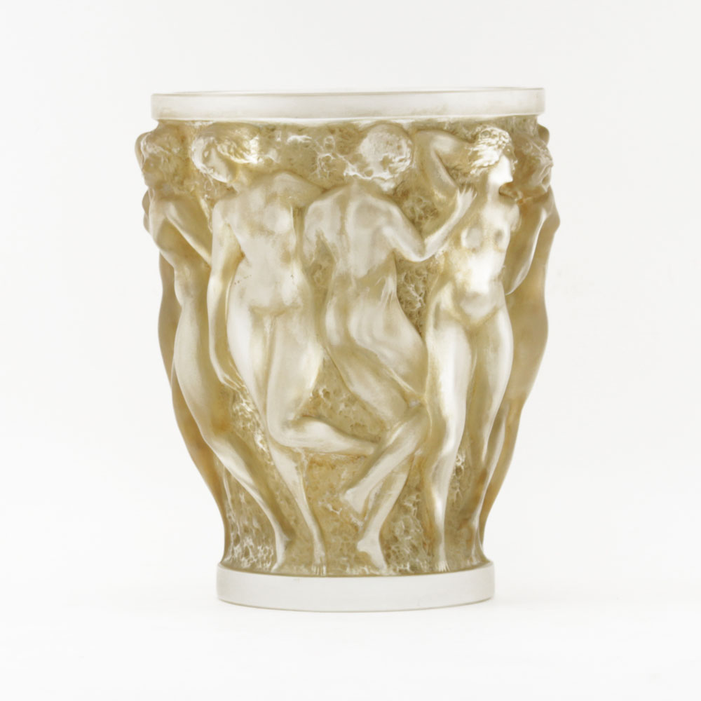 Rene Lalique "Bacchantes" Brown Patinated Grand Vase, Circa 1945