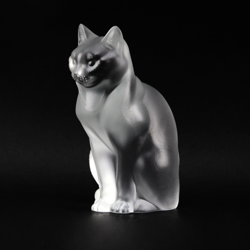 Lalique Crystal Seated Cat Figurine