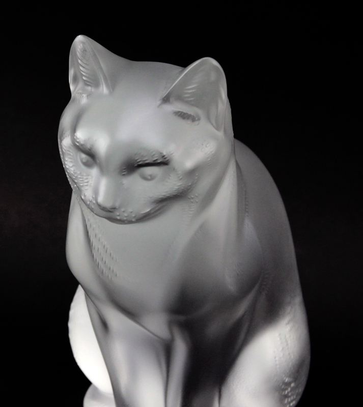 Lalique Crystal Seated Cat Figurine