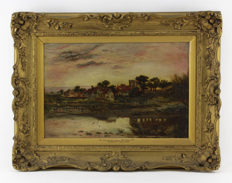 Robert Gallon, British (1845-1925) Oil on canvas "Sundown Near Henley"