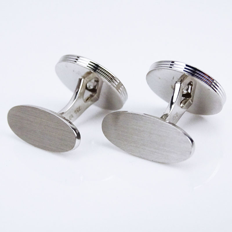 Men's Approx. .60 Carat Invisible Set Round Brilliant Cut Diamond and 18 Karat White Gold Cufflinks