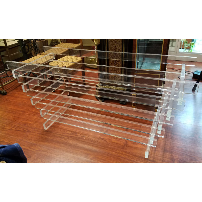 Modern Lucite Stacked Table Base. Glass top is available.