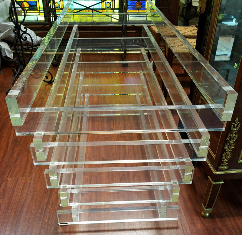 Modern Lucite Stacked Table Base. Glass top is available.