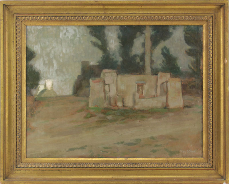 Henry Bayley Snell, American (1858-1943) Oil on canvas on board "Adobe Home" Signed lower right