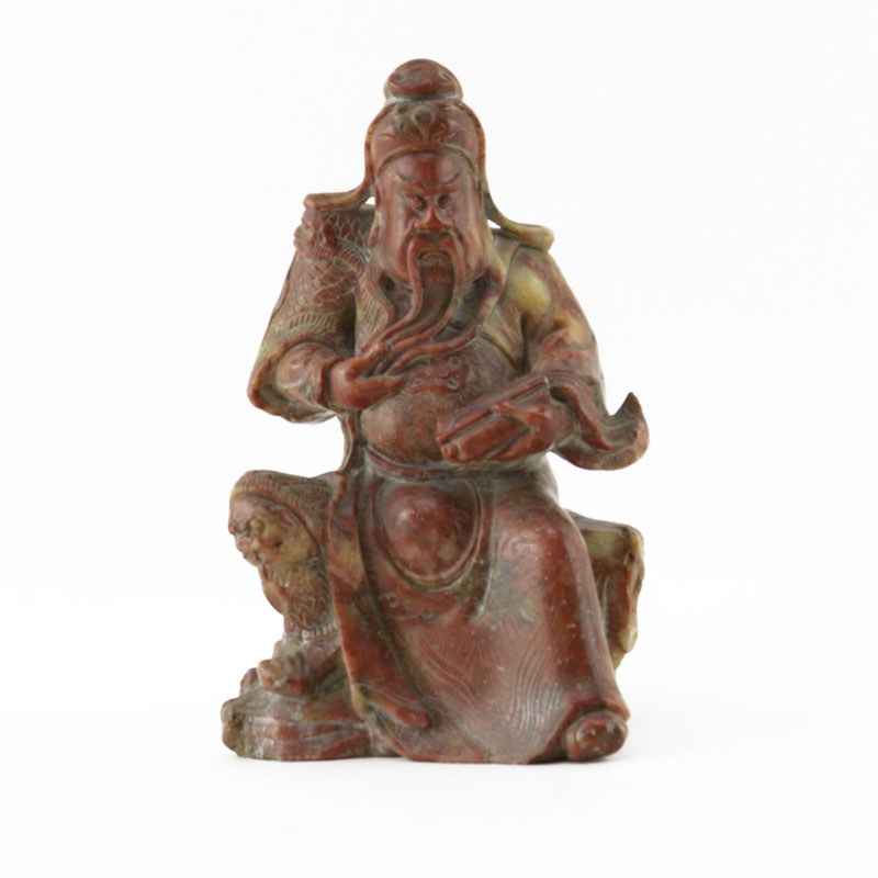 Early Chinese Well Carved Soapstone Emperor Figure