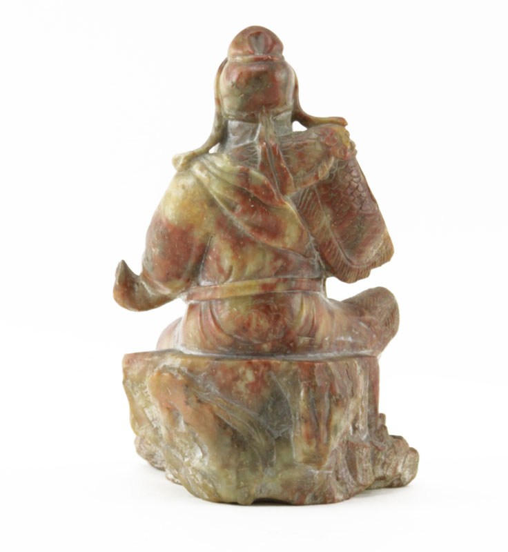 Early Chinese Well Carved Soapstone Emperor Figure