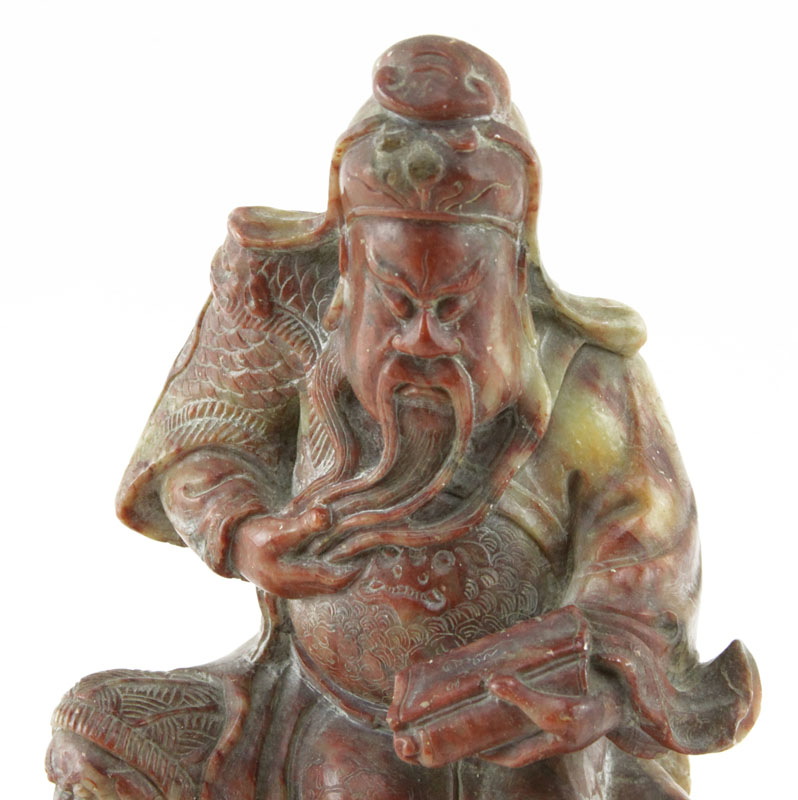 Early Chinese Well Carved Soapstone Emperor Figure