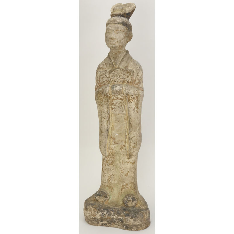 A Chinese Tang Dynasty Polychrome Pottery Figure