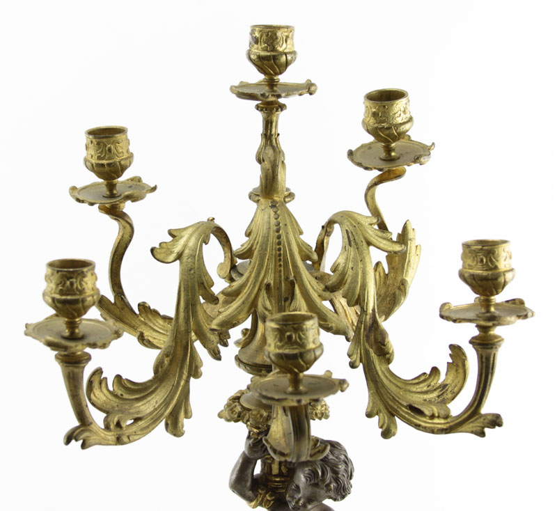 Pair Antique Gilt Bronze Figural Candelabra