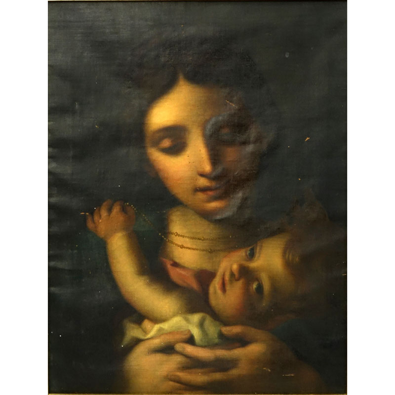 Studio of Giuseppe Angeli, Italian (1712-1798) Oil on Canvas "Madonna and Child"