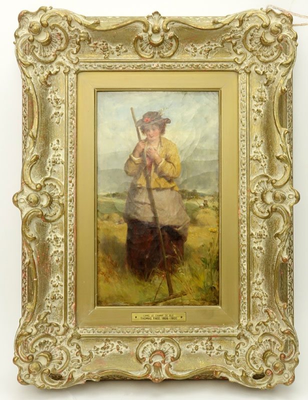 Thomas Faed, Scottish (1826-1900) "Des Le Champ De BLE" Antique Oil Painting