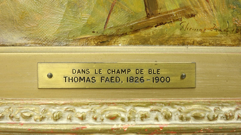 Thomas Faed, Scottish (1826-1900) "Des Le Champ De BLE" Antique Oil Painting