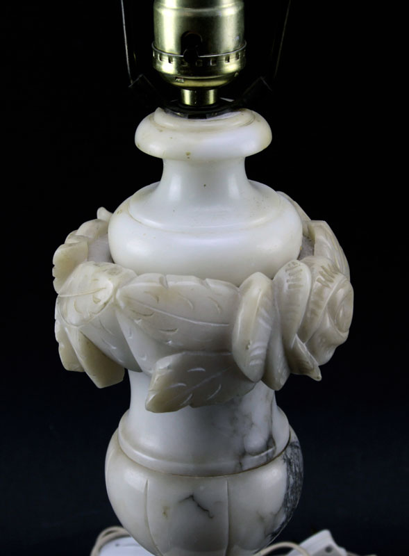 Antique Carved Alabaster Lamp Base