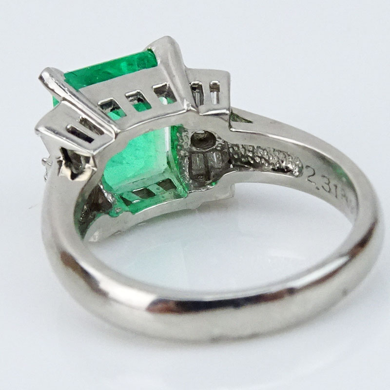 2.31 Carat Emerald Cut Emerald and Platinum Ring