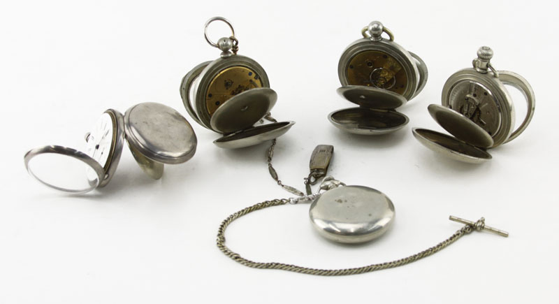 Grouping of Five (5) Antique or Vintage Open Face Pocket Watches