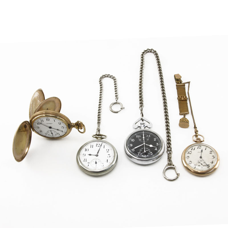 Grouping of Four (4) Antique to Vintage Pocket Watches and Stop Watch