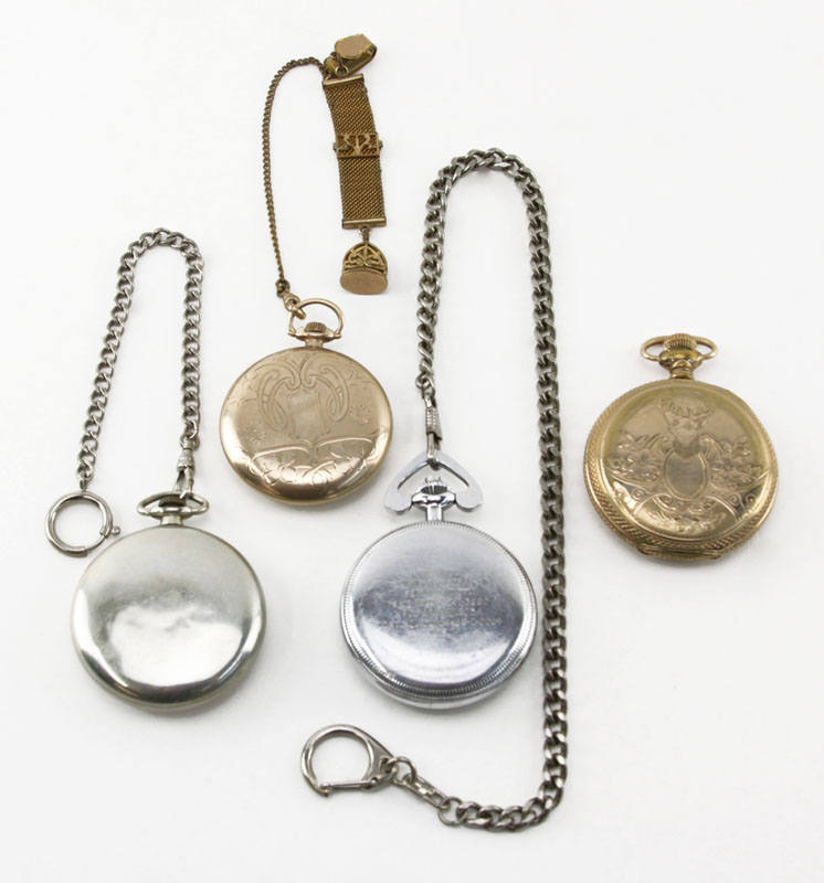 Grouping of Four (4) Antique to Vintage Pocket Watches and Stop Watch