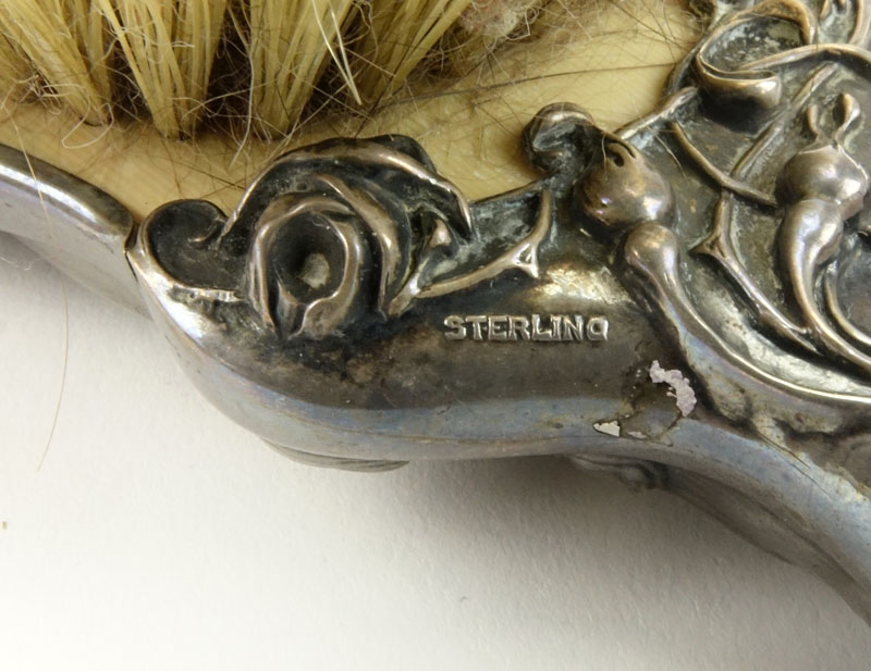 Two (2) Art Nouveau Period Sterling Silver Brushes