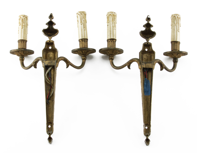 19/20th Century Gilt Bronze 2-Arm Wall Sconces