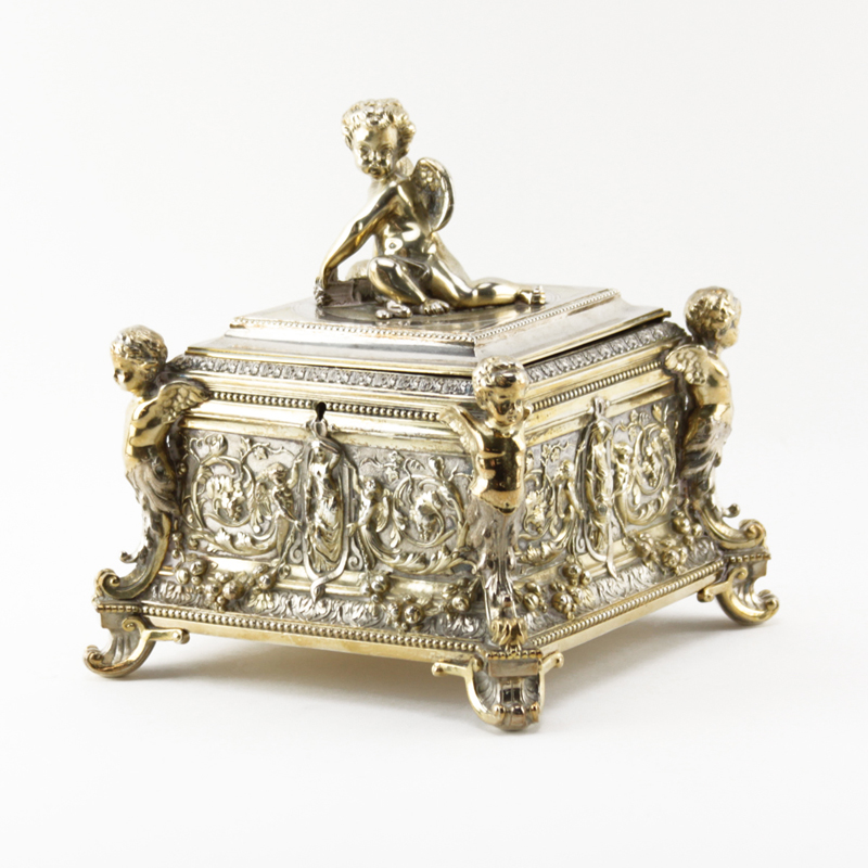 Victorian Silver Plate Figural Jewel Box