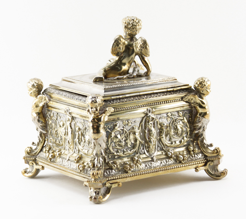 Victorian Silver Plate Figural Jewel Box