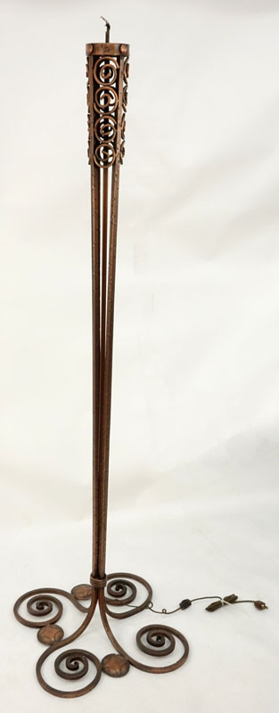 Art Deco Style Torchiere Hand Forged Iron Lamp Base