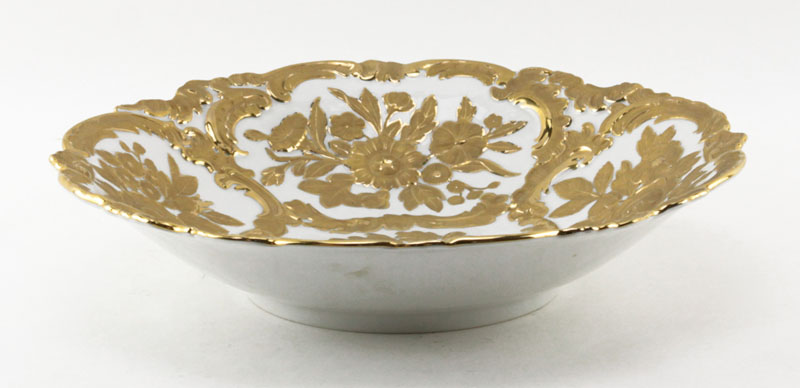 Meissen Germany Raised Floral Relief Gilt Embossed Bowl