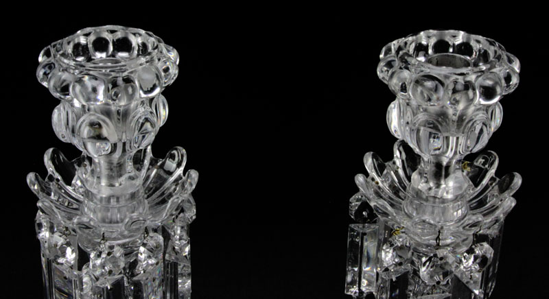 Pair Baccarat Crystal Medallion Candlesticks